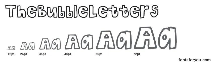 TheBubbleLetters Font Sizes