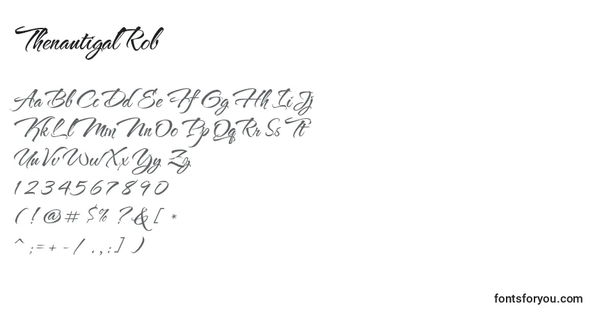 A fonte ThenautigalRob – alfabeto, números, caracteres especiais
