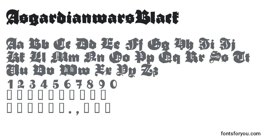 Schriftart AsgardianwarsBlack – Alphabet, Zahlen, spezielle Symbole