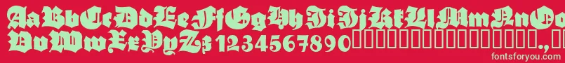 Fonte AsgardianwarsBlack – fontes verdes em um fundo vermelho