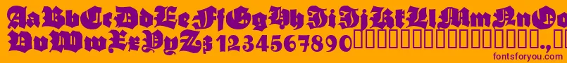 AsgardianwarsBlack-Schriftart – Violette Schriften auf orangefarbenem Hintergrund