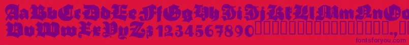 AsgardianwarsBlack-Schriftart – Violette Schriften auf rotem Hintergrund