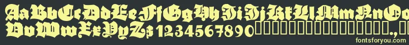 フォントAsgardianwarsBlack – 黒い背景に黄色の文字