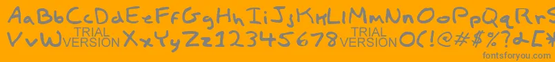 Lisätietoja ChildsPlayTrialVersion-fontista ChildsPlayTrialVersion-fontti – harmaat kirjasimet oranssilla taustalla