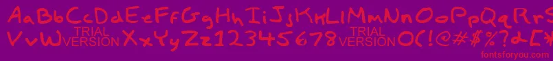 フォントChildsPlayTrialVersion – 紫の背景に赤い文字