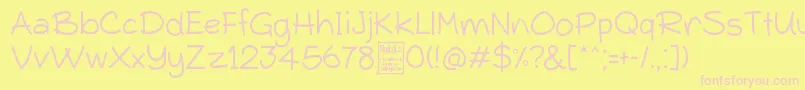 Fonte TypoComicaLightDemo – fontes rosa em um fundo amarelo