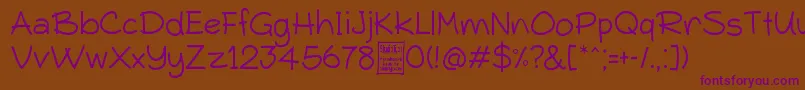 TypoComicaLightDemo Font – Purple Fonts on Brown Background