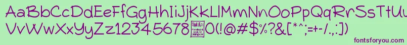 TypoComicaLightDemo-Schriftart – Violette Schriften auf grünem Hintergrund