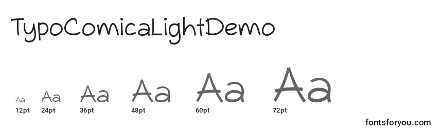 Размеры шрифта TypoComicaLightDemo