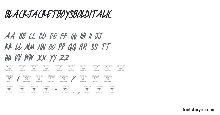 A fonte BlackjacketboysBolditalic – alfabeto, números, caracteres especiais