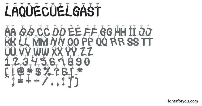 Fuente LaQueCuelgaSt - alfabeto, números, caracteres especiales