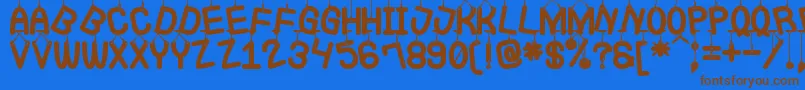 Fonte LaQueCuelgaSt – fontes marrons em um fundo azul