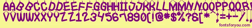 LaQueCuelgaSt Font – Purple Fonts on Yellow Background