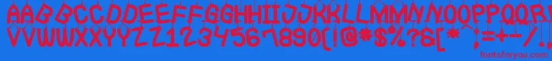 LaQueCuelgaSt Font – Red Fonts on Blue Background