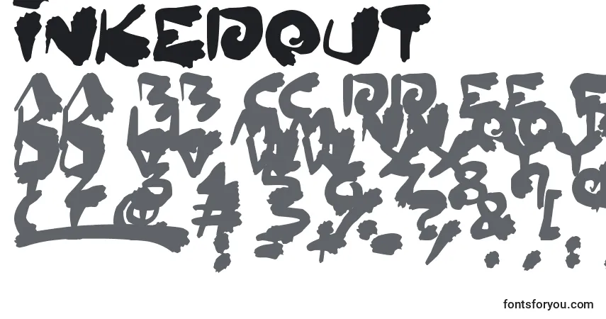 Czcionka InkedOut – alfabet, cyfry, specjalne znaki