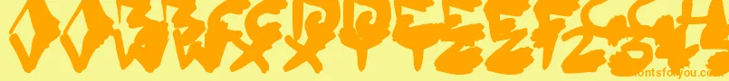 InkedOut-Schriftart – Orangefarbene Schriften auf gelbem Hintergrund