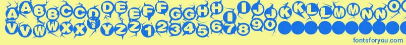 Machinegun Font – Blue Fonts on Yellow Background