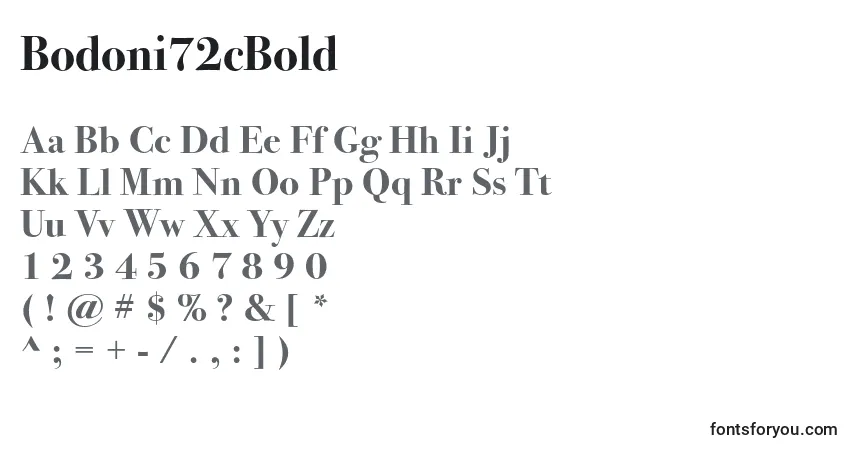 A fonte Bodoni72cBold – alfabeto, números, caracteres especiais