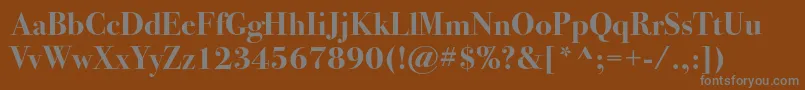 Fonte Bodoni72cBold – fontes cinzas em um fundo marrom