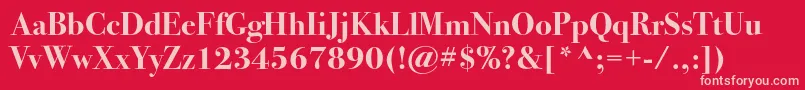 Bodoni72cBold-fontti – vaaleanpunaiset fontit punaisella taustalla