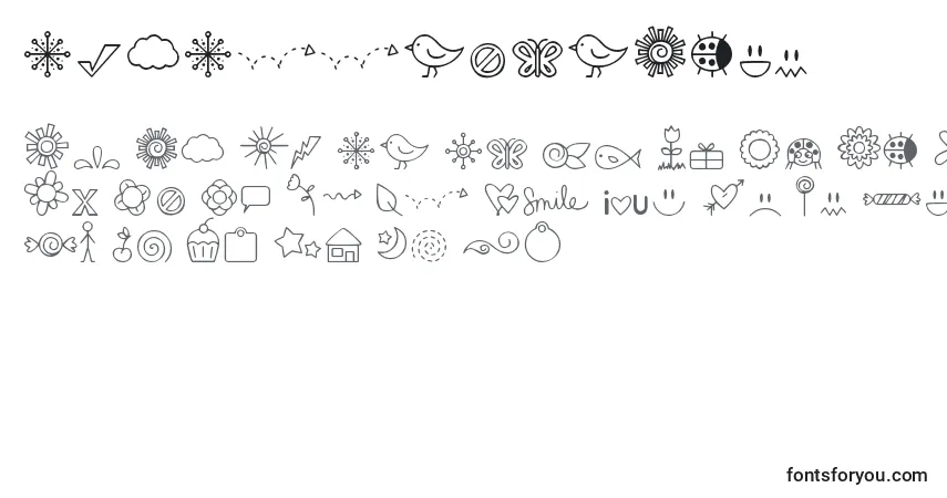 Czcionka DjbDoodledBits – alfabet, cyfry, specjalne znaki