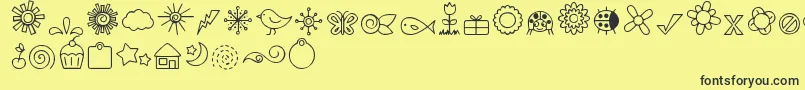 DjbDoodledBits Font – Black Fonts on Yellow Background