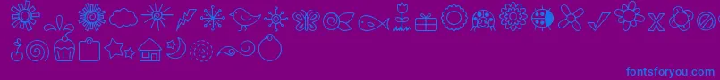 DjbDoodledBits-Schriftart – Blaue Schriften auf violettem Hintergrund