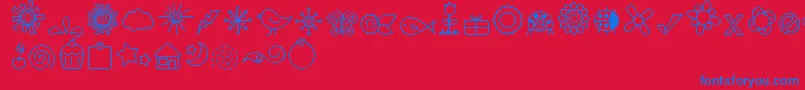 DjbDoodledBits Font – Blue Fonts on Red Background