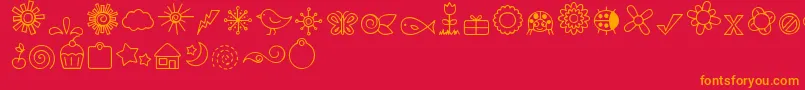 DjbDoodledBits Font – Orange Fonts on Red Background