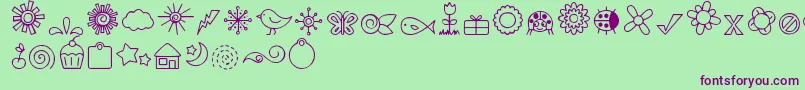 DjbDoodledBits Font – Purple Fonts on Green Background