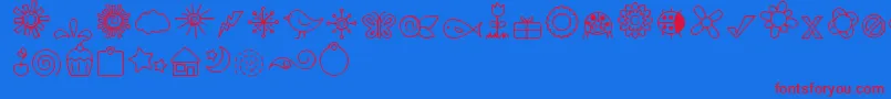 DjbDoodledBits Font – Red Fonts on Blue Background