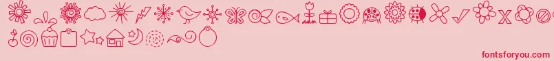 DjbDoodledBits Font – Red Fonts on Pink Background