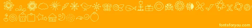 Fonte DjbDoodledBits – fontes amarelas em um fundo laranja