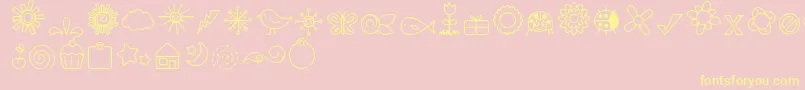 DjbDoodledBits-Schriftart – Gelbe Schriften auf rosa Hintergrund