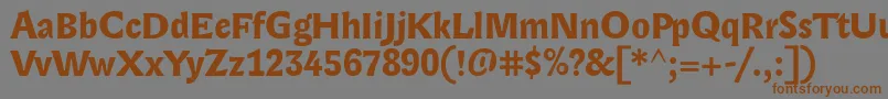 フォントLexongothicBold – 茶色の文字が灰色の背景にあります。