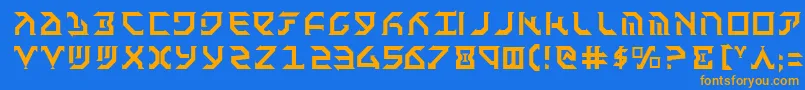 フォントFant – オレンジ色の文字が青い背景にあります。