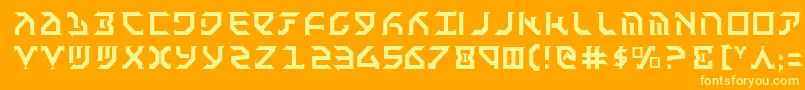 Fant-Schriftart – Gelbe Schriften auf orangefarbenem Hintergrund