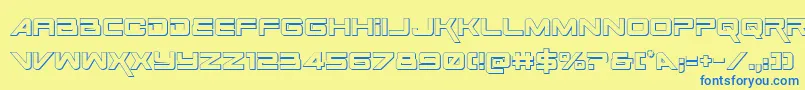 SpaceRanger3DRegular Font – Blue Fonts on Yellow Background