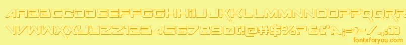 SpaceRanger3DRegular-Schriftart – Orangefarbene Schriften auf gelbem Hintergrund