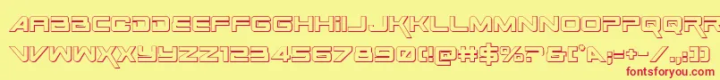 SpaceRanger3DRegular Font – Red Fonts on Yellow Background