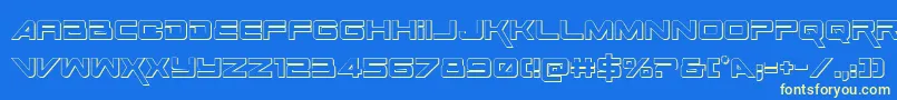 SpaceRanger3DRegular Font – Yellow Fonts on Blue Background