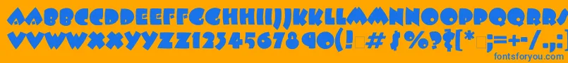 Beeskneesbtt-Schriftart – Blaue Schriften auf orangefarbenem Hintergrund