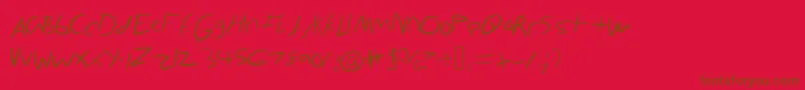 Czcionka CartoonyWorldoz – brązowe czcionki na czerwonym tle