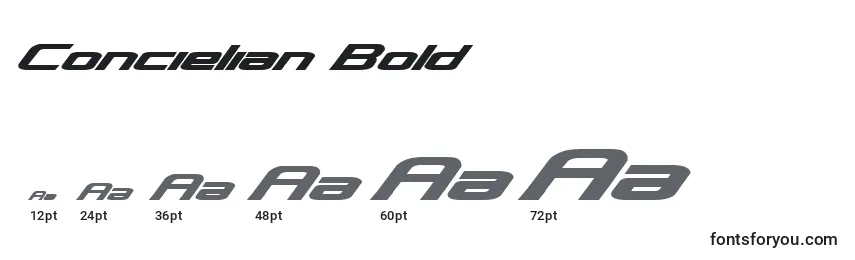 Concielian Bold Font Sizes