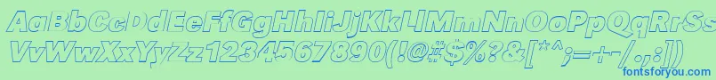 GroteskouBolditalic Font – Blue Fonts on Green Background