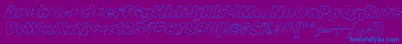 Weitere Informationen zur GroteskouBolditalic-Schriftart GroteskouBolditalic-Schriftart – Blaue Schriften auf violettem Hintergrund