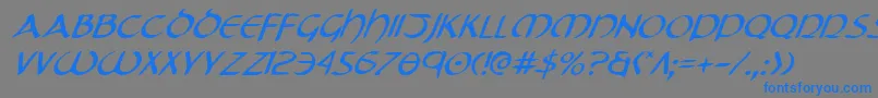 フォントTristrami – 灰色の背景に青い文字