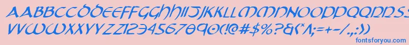 フォントTristrami – ピンクの背景に青い文字