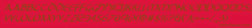 フォントTristrami – 赤い背景に茶色の文字