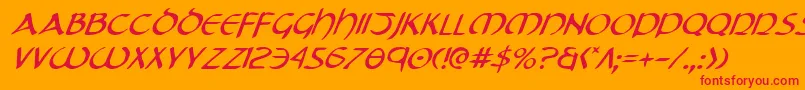 フォントTristrami – オレンジの背景に赤い文字